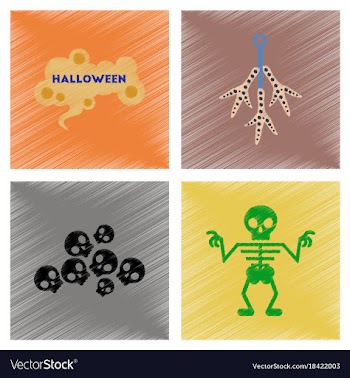 Assembly flat shading style icons halloween vector image