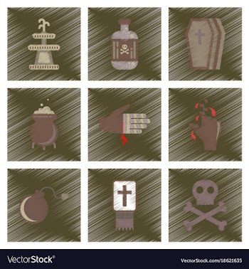 Assembly flat shading style icons halloween vector image