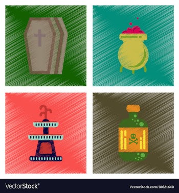 Assembly flat shading style icons halloween vector image