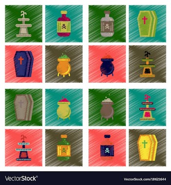 Assembly flat shading style icons halloween vector image