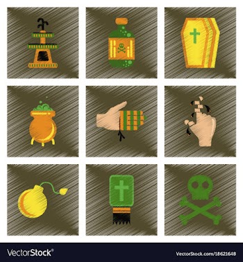 Assembly flat shading style icons halloween vector image