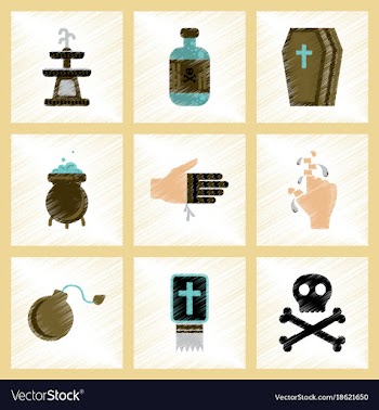 Assembly flat shading style icons halloween vector image