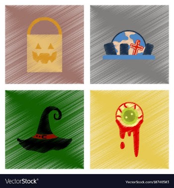 Assembly flat shading style icons halloween vector image