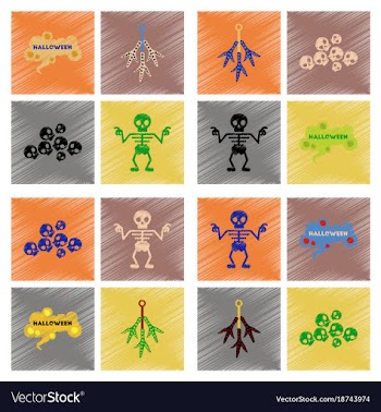 Assembly flat shading style icons halloween vector image