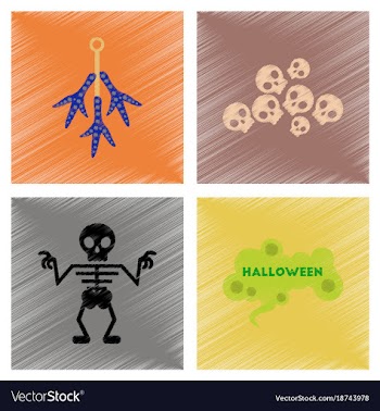 Assembly flat shading style icons halloween vector image