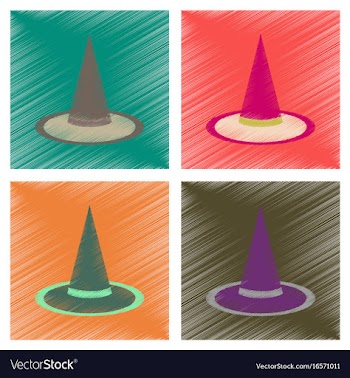 Assembly flat shading style icons halloween witch vector image
