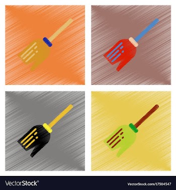Assembly flat shading style icons halloween witch vector image