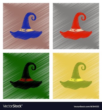 Assembly flat shading style icons halloween witch vector image