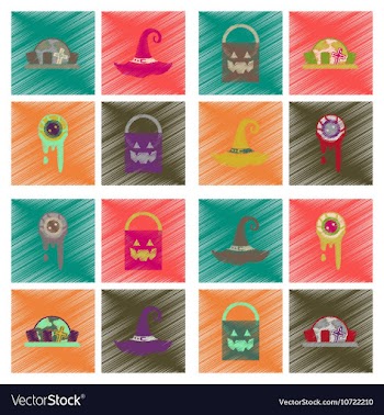 Assembly flat shading style icons halloween zombie vector image