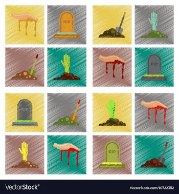 Assembly flat shading style icons halloween zombie vector image