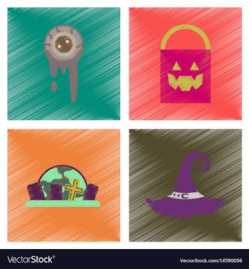 Assembly flat shading style icons halloween zombie vector image