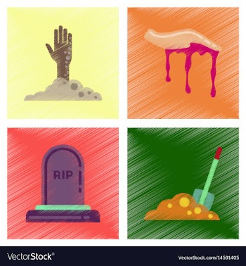 Assembly flat shading style icons halloween zombie vector image