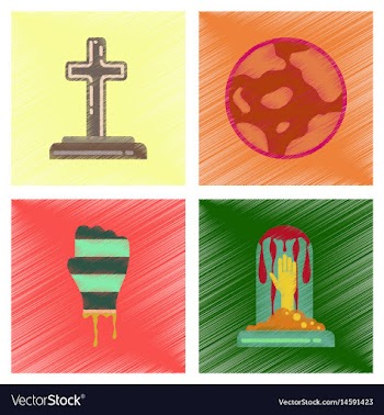 Assembly flat shading style icons halloween zombie vector image