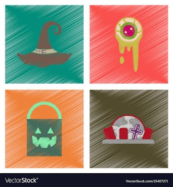 Assembly flat shading style icons halloween zombie vector image