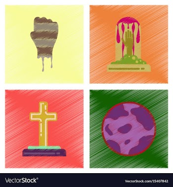 Assembly flat shading style icons halloween zombie vector image