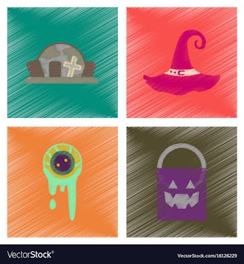 Assembly flat shading style icons halloween zombie vector image