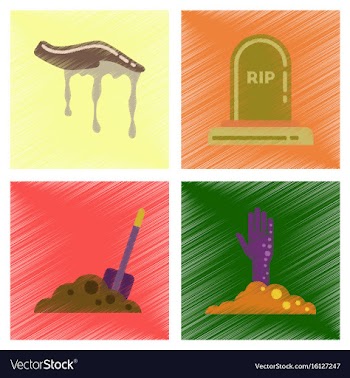 Assembly flat shading style icons halloween zombie vector image