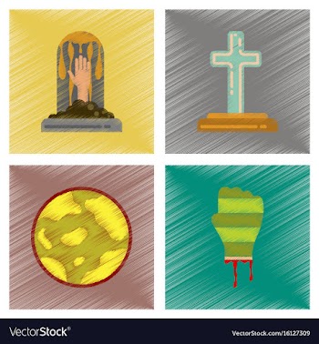 Assembly flat shading style icons halloween zombie vector image