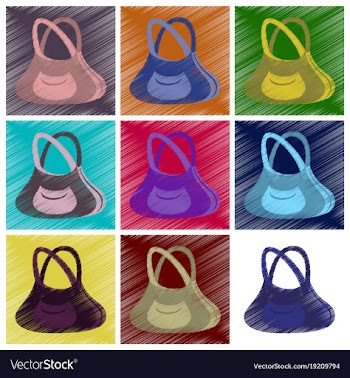 Assembly flat shading style icons handbag vector image