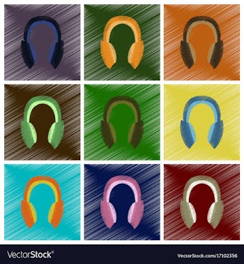 Assembly flat shading style icons headphones vector image