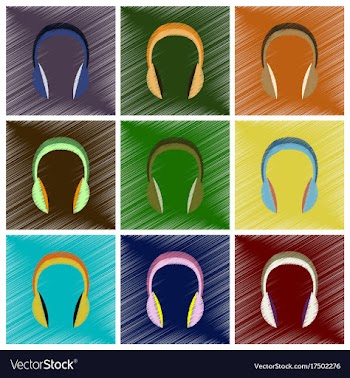 Assembly flat shading style icons headphones vector image