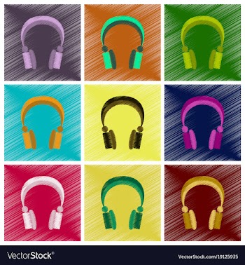 Assembly flat shading style icons headphones vector image