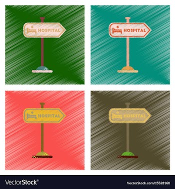 Assembly flat shading style icons hospital sign vector image