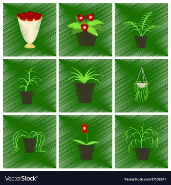 Assembly flat shading style icons houseplants vector image