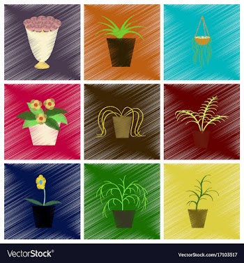 Assembly flat shading style icons houseplants vector image