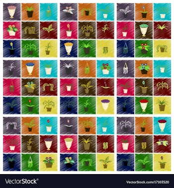 Assembly flat shading style icons houseplants vector image