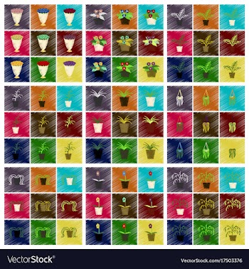 Assembly flat shading style icons houseplants vector image