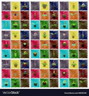 Assembly flat shading style icons houseplants vector image
