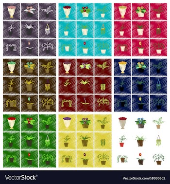 Assembly flat shading style icons houseplants vector image