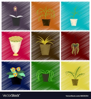 Assembly flat shading style icons houseplants vector image