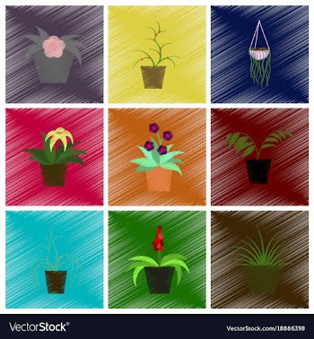 Assembly flat shading style icons houseplants vector image