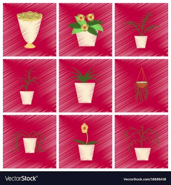 Assembly flat shading style icons houseplants vector image