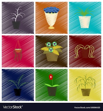 Assembly flat shading style icons houseplants vector image