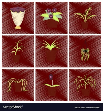 Assembly flat shading style icons houseplants vector image
