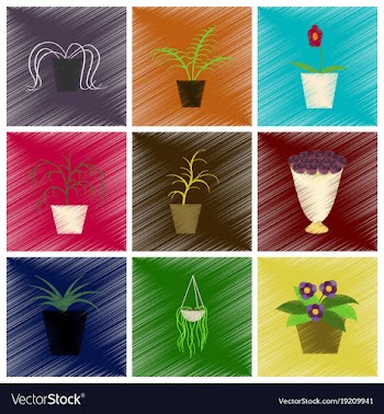 Assembly flat shading style icons houseplants vector image