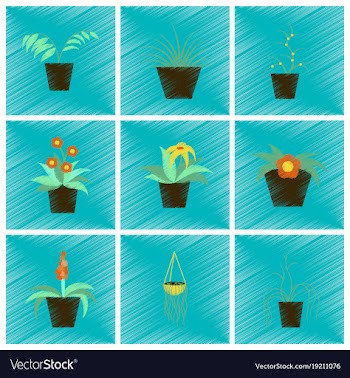 Assembly flat shading style icons houseplants vector image