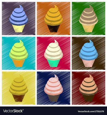 Assembly flat shading style icons ice cream cone vector image