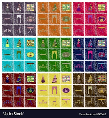 Assembly flat shading style icons interior vector image