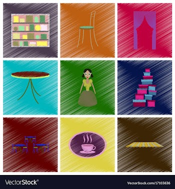 Assembly flat shading style icons interior vector image