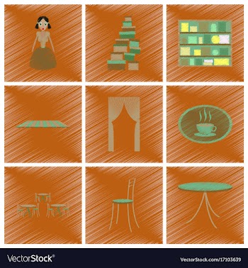 Assembly flat shading style icons interior vector image