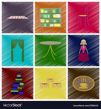 Assembly flat shading style icons interior vector image