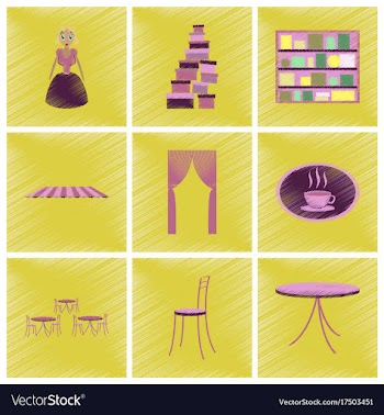 Assembly flat shading style icons interior vector image