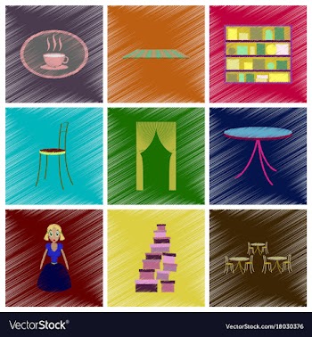 Assembly flat shading style icons interior vector image