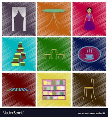 Assembly flat shading style icons interior vector image