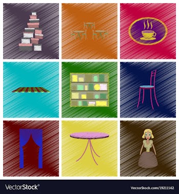 Assembly flat shading style icons interior vector image