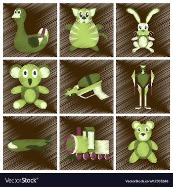 Assembly flat shading style icons kids toys vector image